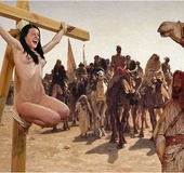 Bondage toons. Sultan granted his slave to his soldiers for good service!