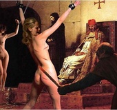 Humiliation comics. Priests watch young girls accused in witchcraft humiliated!
