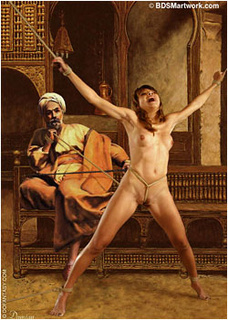 Slave comics. Slaves screams as her master pull the rope and hurts her pussy!
