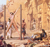 Bdsm art drawings. Tied slave in basement get huge metal toy up her pussy!