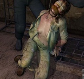 Sado cartoons. Bandits captured a girl and tortured her.