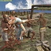 Slave girl. Large bunch of slaves humiliated naked, busty girl.