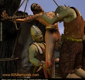 Slave girl comics. Ork fucks elf pussy while her ass getting impaled!