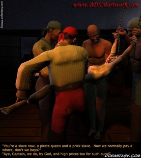 Slave art. Pirates opened her legs wide!