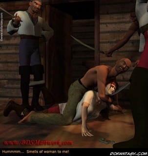 Sado cartoons. Pirate gonna break slave's neck!