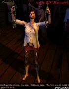Sado comic. Tied pirate girl gets whipped!