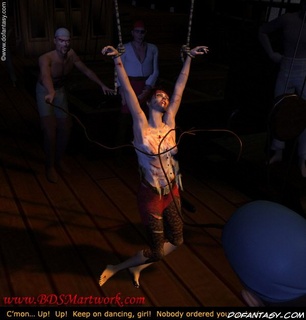 Slave girl. She is exhausted but they make her dance again and again!