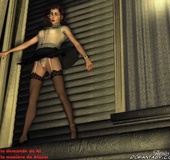 Bondage art. Brunette in sexy lingerie tries to escape her cruel Master!