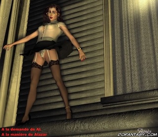Bondage art. Brunette in sexy lingerie tries to escape her cruel Master!