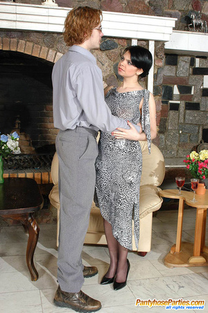 Relaxed babe in sheer-to-waist tights eagerly giving legjob before 3some fuck - XXXonXXX - Pic 2