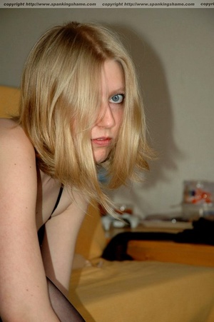 Stunning blonde teen in black panties sl - Picture 3