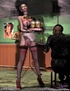 Slave art. Chained slave giel works as waitress!