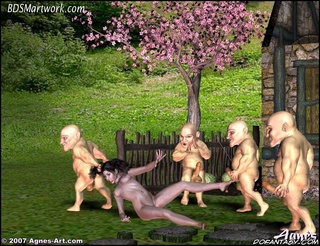 Sex slave comics. Snow White caught and roped by cruel gnomes!