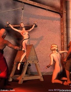 Bdsm art drawings. Blonde slave girl was taken to the torture basement!