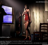 Fetish cartoons. Brunette busty babe shows her body and tight pussy!