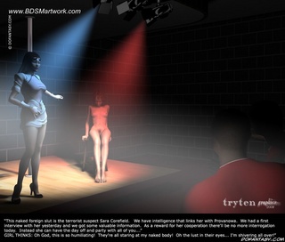 Bdsm cartoons. One slave girl asked to pee on another.