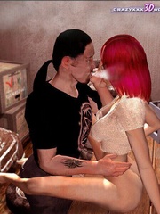 Relaxed redhead chick giving head and get - Cartoon Sex - Picture 9