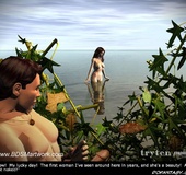 Bondage comics. Guy spying on naked girl on the river!