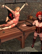 Submission comics. Slave girl was laid on the torture table!