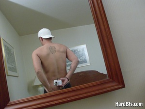 Playful amateur gay stud stripteasing by the mirror. Tags: Homemade gay, naked men, gay pics. - Picture 4