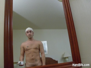 Playful amateur gay stud stripteasing by the mirror. Tags: Homemade gay, naked men, gay pics. - Picture 11