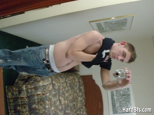Handsome young twink stripteasing on these selfshot pics. Tags: Sexy twink, naked gay, men porn. - XXXonXXX - Pic 11