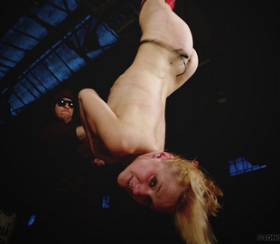 Suspended upside down blonde girl gets her - Unique Bondage - Pic 2