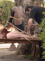 Topless redhead babe posing outdoors - Picture 4