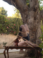 Topless redhead babe posing outdoors - Picture 7