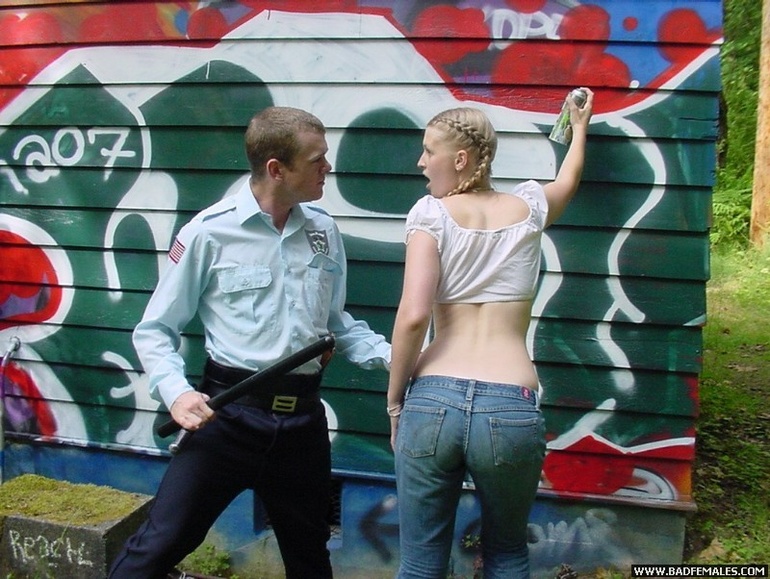 Grafitti girl caught by the police gets a - Unique Bondage - Pic 2