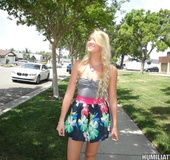Picked up on the street blonde teen enjoying veru hard banging while in