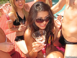 Young wasted hotties in bikinies blowing - Picture 1