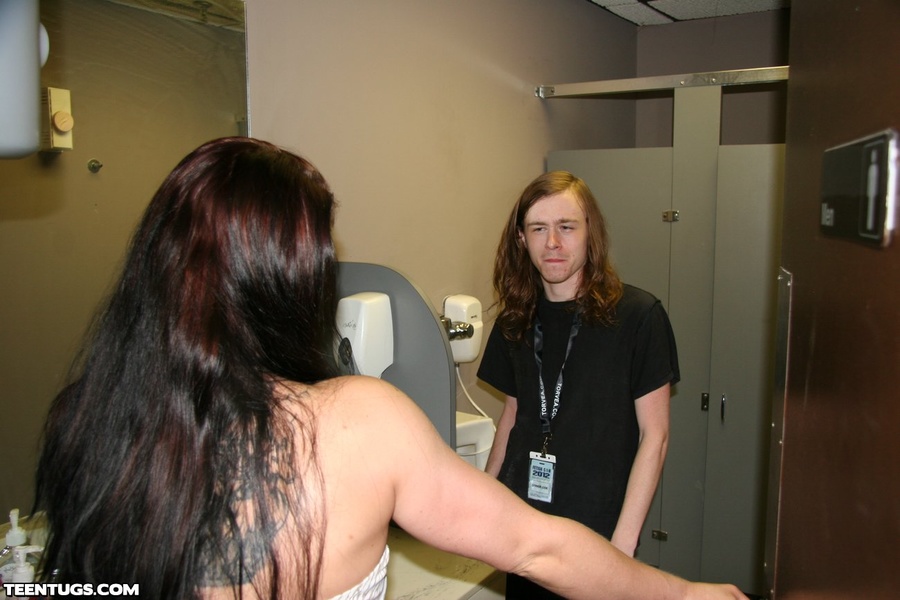 Dirty teen brunette gives a hot handjob to  - XXX Dessert - Picture 1