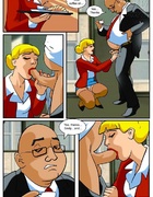 Nude cartoon. Secretary girl helps her boss with sex skills.