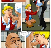 Nude cartoon. Secretary girl helps her boss with sex skills.