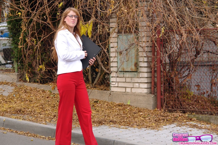 Facial sex. Cute redhead with glasses gets  - XXX Dessert - Picture 2