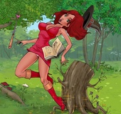 Porn cartoon. Log in sexy witch's pussy.