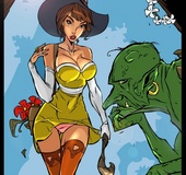 Cartoon porn. Sorceress's twat offered to ogre.