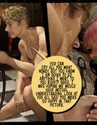 Kinky tattooed guy forcing huge dildo into his sub’s tight pussy in