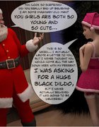 Santa's cock as christmas present for two beautiful ladies in fishnet