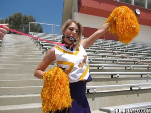 American rough blonde teen cheerleader