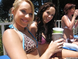 American young lesbian pool party