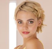 Short hair blonde babe