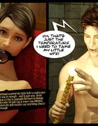 Black haired raven tied and drilled by metal rod on the red dungeon couch