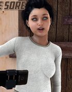 Dame placed on a saddle stand and caned