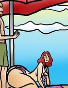 Big-bottomed redhead looks sexy in a bikini
