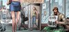 Gal in a short skirt walks in public. Dumpster Diver By Celestin.