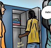 Guy walks in on two babes kissing