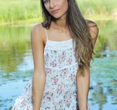 Nude skinny brunette