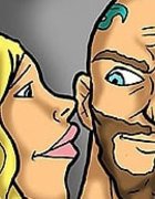 Blonde warms up to a bearded man